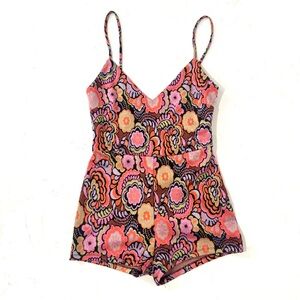 ZARA Retro Floral Jacquard Romper Size S